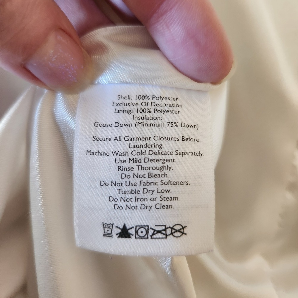 Eddie Bauer Premium Quality Goose Down Zip Vest Zip Pockets Size L Cream - Picture 11 of 13